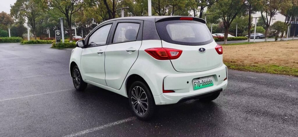 Electric hatchback in a parking area